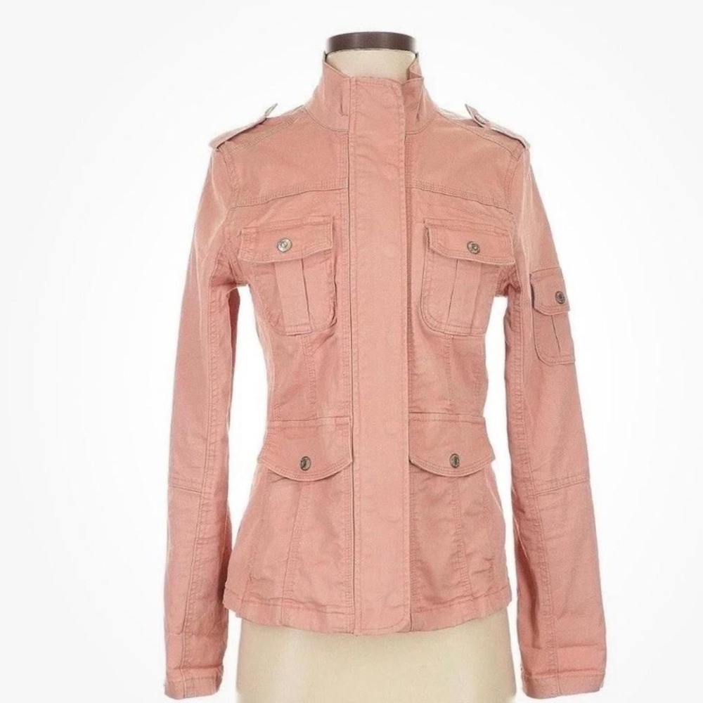 Kensie Jeans Blush Pink Lightweight Utility Military Jacket Womens Sz L‎ Fall